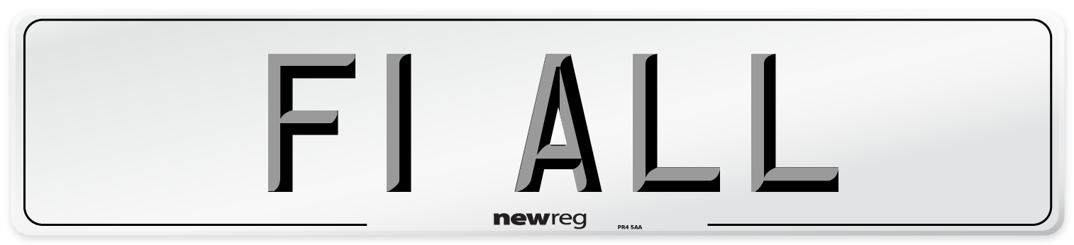 F1 ALL Number Plate from New Reg
